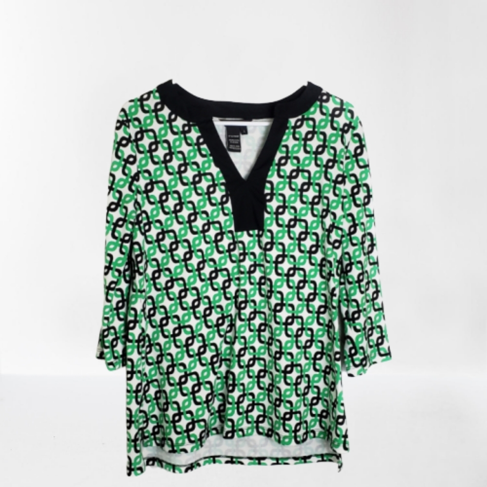 Jules & Leopold Green White Black Tunic Top Large